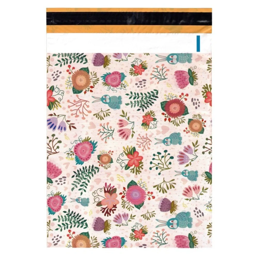 6x9 Floral and Bunnies Print Polymailers 100 pcs Pink, Blue, Green